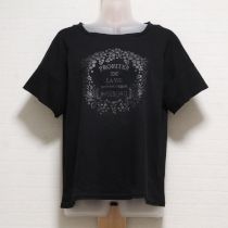 黒リースプリントTシャツ【4(11号)】