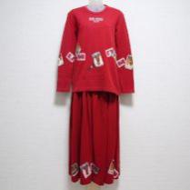 赤クリスマスカードくまカットソー上下