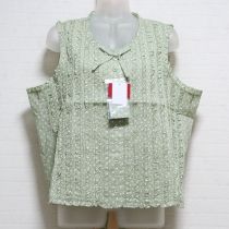 【ゆったり】薄荷水玉ピコフリルブラウス【4(L)】