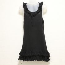 黒レース編み使い綿ニットチュニック