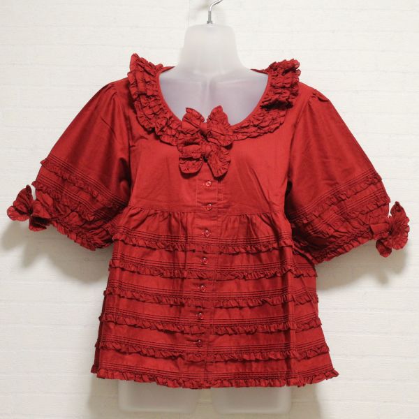 赤のピコフリルブラウスPINK HOUSE - シャツ/ブラウス(半袖/袖なし)