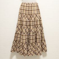 茶系チェックネルスカート