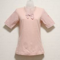 ピンクギンガム使いTシャツ【M】