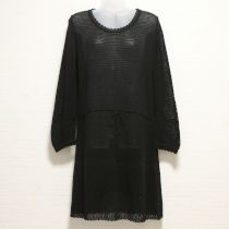 黒透かし編みニットチュニック【9号】
