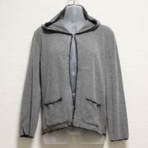 グレーモヘヤ使いフード付きカーディ