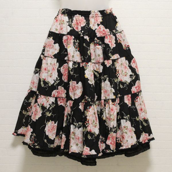 ピンクハウス 黒薔薇スカート - ロングスカート