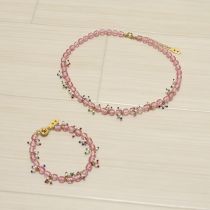 ピンク系ビーズチョーカー&ブレスレット