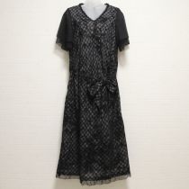 黒チェックオンブーケプリントワンピース【3(9号)】