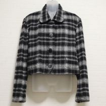 黒×白チェックウールジャケット