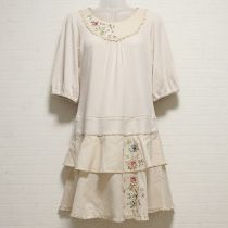 生成薔薇プリント段々カットソーチュニック