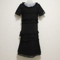 黒ジョーゼット段々ワンピース【9号】