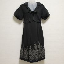 黒グログランリボンボレロ&レースプリントチュニック【9号】