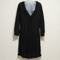 黒フリル付きロングカーディ