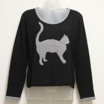 黒猫編み込みセーター【9号】