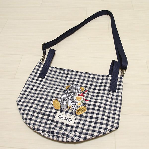 紺ギンガムくま刺繍2WAYバッグ - ピンクハウス通販｜リサイクル 