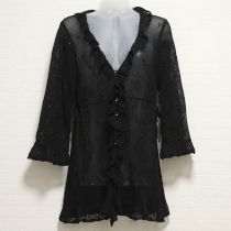 黒花模様レース編みカーディガン【9号】