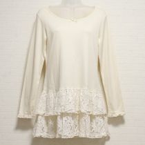 生成裾レースフリルカットソーチュニック