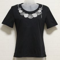 黒カメリアプリントTシャツ【9号】