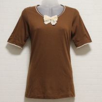 茶レースリボンTシャツ【M】