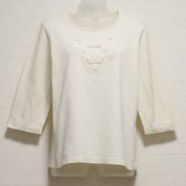 オフ白ハートレースTシャツ【L】
