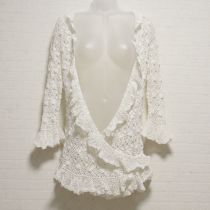 白クロッシェカシュクールカーディガン