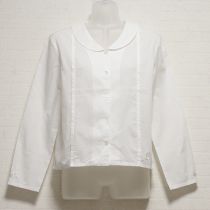白クローバー刺繍丸襟ブラウス【S】
