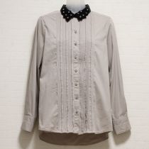 グレージュ花モチーフブラウス【3(9号)】