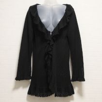 黒レース編みロングカーディガン