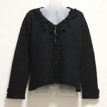 黒リボン付き麻ブレントニットジャケット【11号】