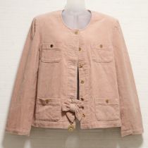 ピンクコーデュロイ引っかけチェーン付きジャケット【M】