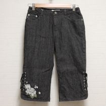 黒紫陽花刺繍パンツ【M】