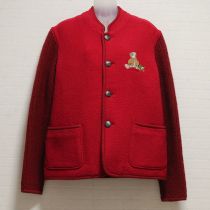 赤くま刺繍ニット袖ジャケット【S】