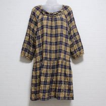 黄×青チェックチュニックワンピース　