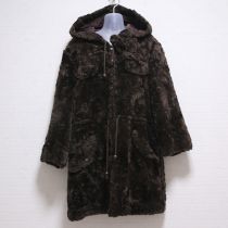 こげ茶リボン付きフェイクファーコート