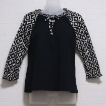黒小紋柄コンビカットソー