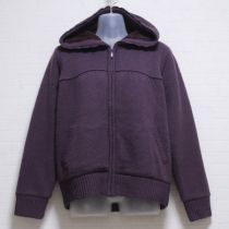 パープルボア使いニットカーディガン