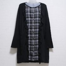 黒チェック使いロングカーディガン