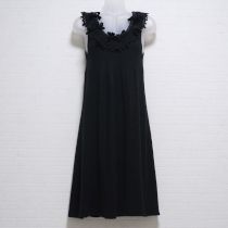 黒ベロアリボン使いニットチュニック