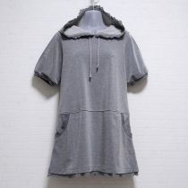 グレーフード付きレース使いカットソーチュニック