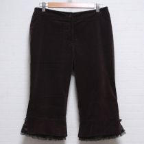 こげ茶チュール使いベロアパンツ【L】