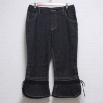 黒レース使いレースアップデニムパンツ【L】