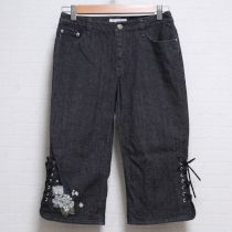 黒紫陽花刺繍パンツ【L】