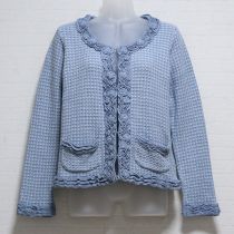 水色系花モチーフカーディガン