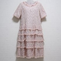 ピンク小花刺繍チュールワンピース【4(L)】