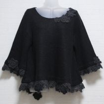 黒花モチーフ付きカットソー【11号】