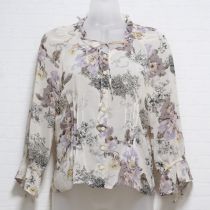 生成花柄シフォンブラウス【S】