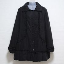 黒フェイクスウェードフリル使いコート【13号】