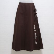 茶野薔薇刺繍巻スカート【L】