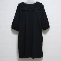 黒カットオフフリルカットソーチュニック