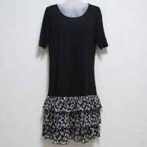 黒リボンチュール段々カットソーチュニック